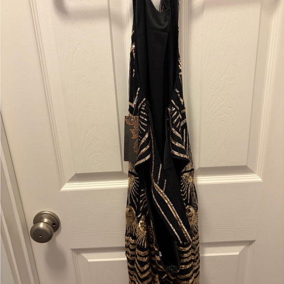 Glamorous Black and Gold Backless Dress - Picture 3 of 5